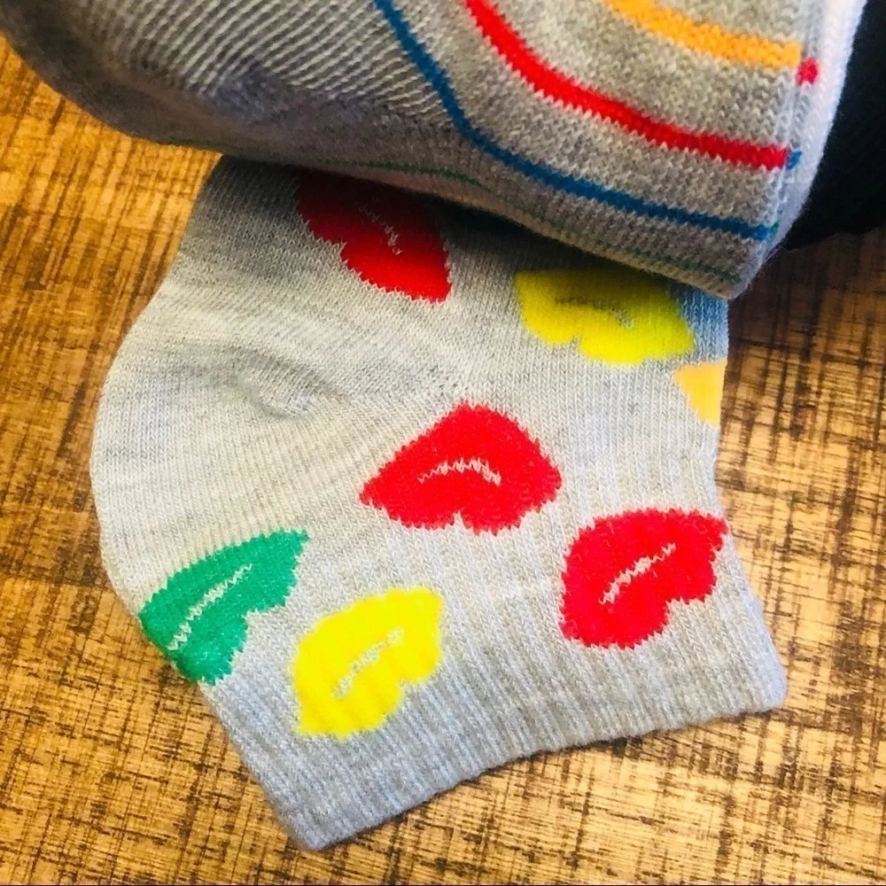Betsey Johnson 6-Pack Ankle Socks Women’s Fun Graphic Multi-Color Set NWT
